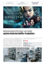 Pressebericht reinraum online - Reinraumeinrichtungen spielen Rolle bei Netflix-Produktion